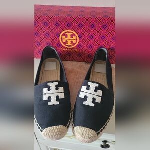 Tory Burch Black and White Espadrilles